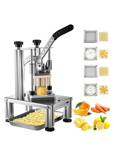 Buy LETWOO Commercial French Fry Cutter with 4 Replacement Blades 1/4  and 3/8  Blade Easy Dicer Chopper 6Wedge Slicer and 6Wedge Apple Corer Lemon Potato Cutter for French Fries with Extended Handle in UAE