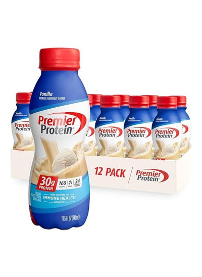 Buy Pack Of 12 Shake Bottle Vanilla, Liquid, Powder, Keto, 30G Protein, 1G Sugar, 24 Vitamins & Minerals, Nutrients To Support Immune Health 11.5 Fl Oz in UAE