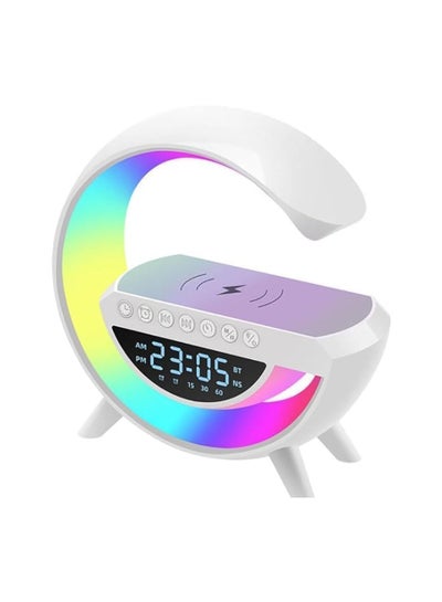 Buy LED Wireless Charger Atmosphere Lamp With Bluetooth Speaker And FM Radio Light Up Wireless Speaker Intelligent LED Table Lamp Color Changing Bedside Table Light For Home And Bedroom Decor in UAE