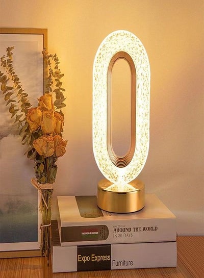 Buy Touch Control 3 Colors Oval Shape Rechargeable Table Lamp with Metal Base Small Decorative Acrylic Night Light Crystal Table Lamp for Party Living Room Bedroom in UAE