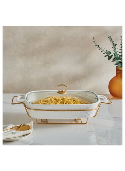 Buy Celtic Rectangular Casserole with Candle Stand 30x49.1x12.3 cm in Saudi Arabia