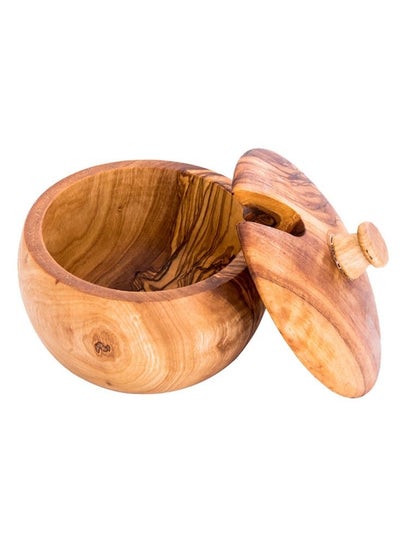 Buy Wooden Elegant Sugar Bowl Handmade From Olive Wood Food Safe in UAE