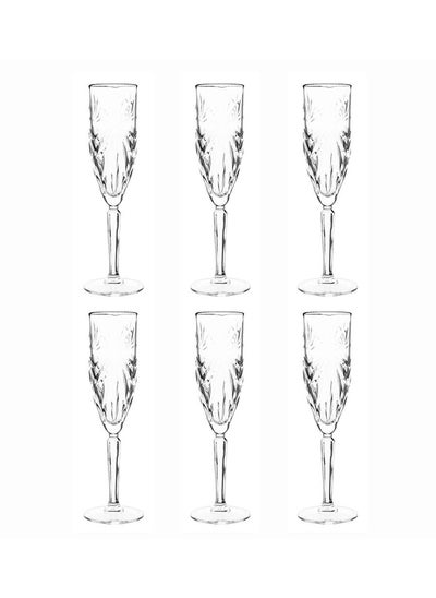 Buy Oasis Champagne Glass, Clear - Set of 6 in UAE