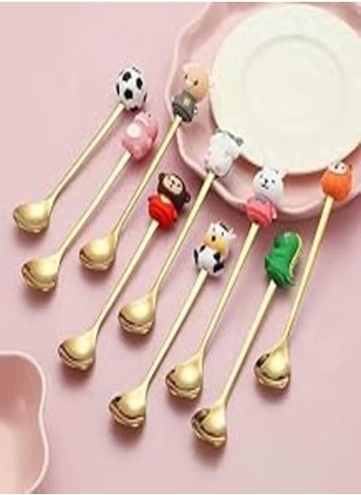 Buy Cute Fruit Dessert Spoon Set, 6 Pieces Coffee and Dessert Spoons, Mixing Stainless Steel Spoon 6.2 Inch (6.2 Inch Spoons, Gold) in Egypt