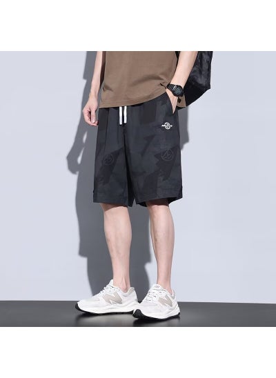 Buy Summer Breathable Camo Cargo Shorts for Men K251 black in UAE