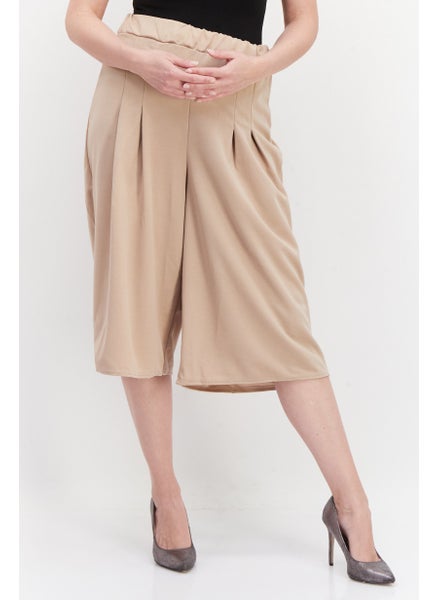 اشتري Women Solid Midi Skirt, Taupe في الامارات