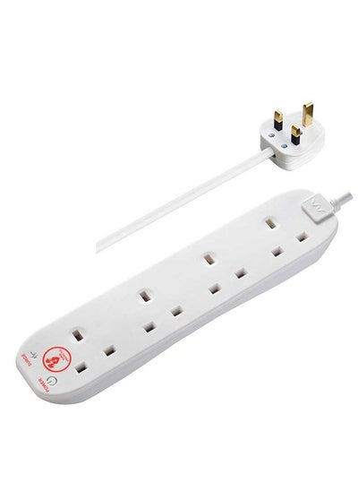 اشتري Masterplug Four Socket Power Surge Protected Extension Lead, 2 Meters, White, 2 Years Warranty, 75 years old British Brand في الامارات