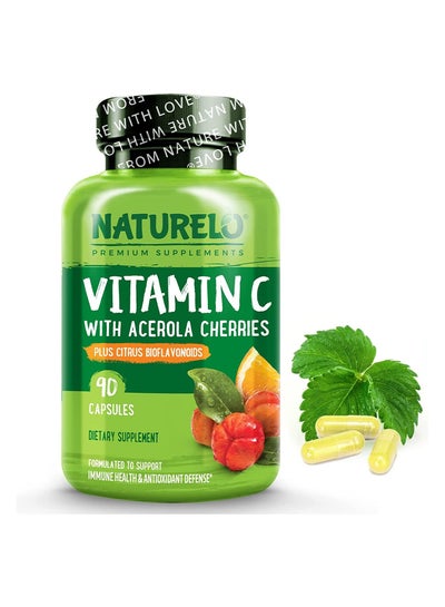 اشتري Vitamin C with Acerola Cherries Plus Citrus Bioflavonoids 90 Capsules Dietary Supplement Formulated To Support Immune Health & Antioxidant Defense في الامارات