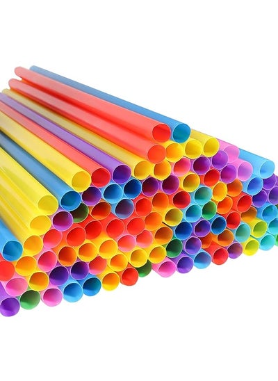 Buy Jumbo Smoothie Straws , Chetexus Colorful Disposable Wide-mouthed Large Straw Plastic Milkshake (0.4" Diameter and 10.2" Long) in UAE