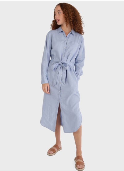 Buy Tie Detail Button Down Dress in Saudi Arabia