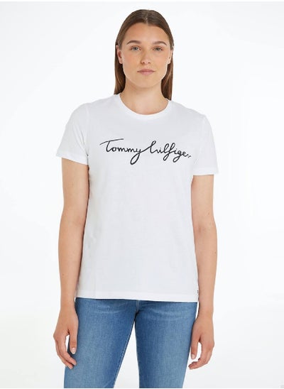 Buy Women's Heritage Crew Neck Logo T-Shirt, White in UAE