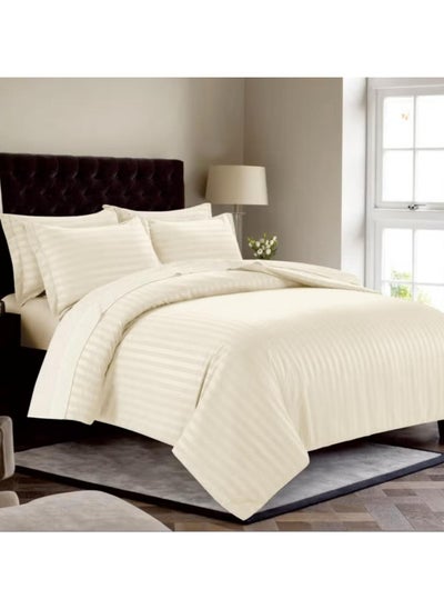 Buy Striped bed set for two people, consisting of 7 pieces microfiber sugar in Saudi Arabia