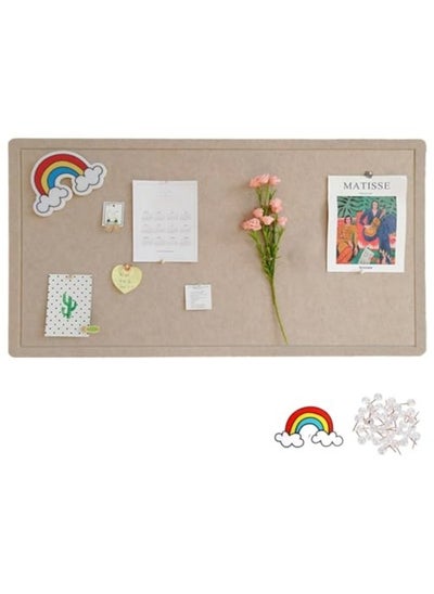 Buy Foldable Large Felt Bulletin Board, Folding Cork Board Alternative, Decorative Picture Framed Display Board with 20 Rose Pins, Camel 60*120cm in UAE