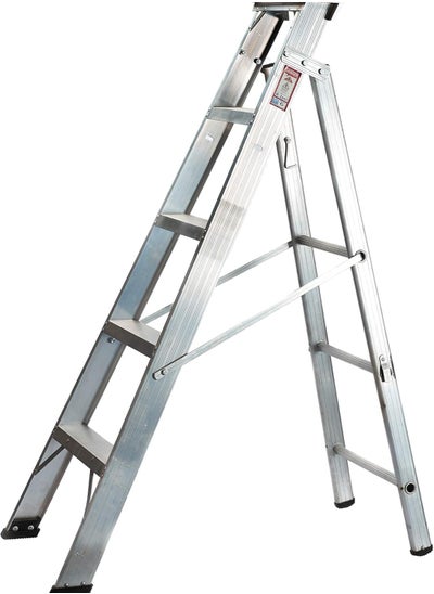 Buy Zamil Dual Purpose Heavy Duty Extendable Aluminum Ladder, 5 Step Ladder, Folding Step Stool with Anti-Slip Wide Pedal, Ladders for Home in Saudi Arabia