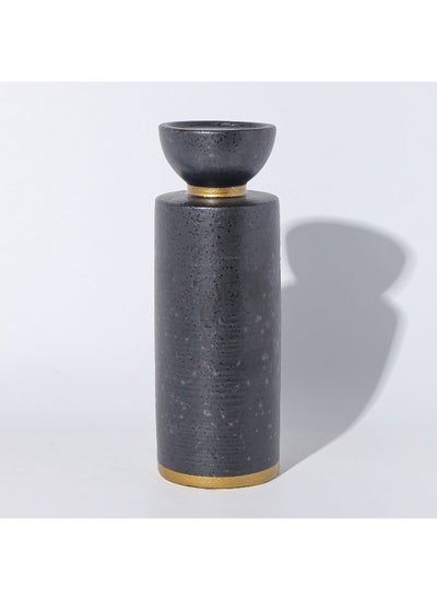 اشتري Savia Ceramic Pillar Candle Holder 10.5X10.5X29.5Cm - Black في الامارات