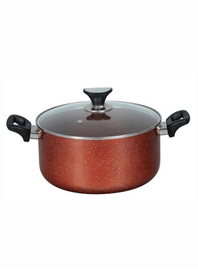 اشتري Sonex 3 Ltr Non Stick Casserole with Tempered Glass Lid & Heat-Resistant Bakelite Handle, 20 cm, Marble Coated - Copper, Premium Cookware, Even Heating, High-Quality Aluminum, Durable & Easy to Clean في الامارات