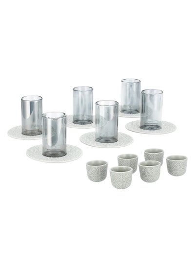 Buy Glass and Porcelain Tea & Coffee Cups Set 18 Pcs in Saudi Arabia