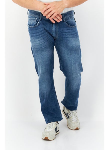 Buy Men Comfort Fit Washed Stretchable Jeans, Deep Blue Indigo in Saudi Arabia