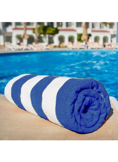 اشتري Petunia (Royal Blue - White) Luxury Pool Towel (90 x 180 Cm -Set of 1) 100% Cotton, Highly Absorbent and Quick dry, Classic Hotel and Spa Quality Beach Towel -550 Gsm في الامارات