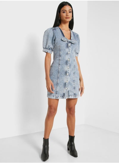 Buy Front Tie Denim Dress in UAE