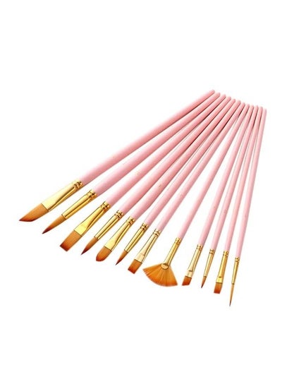 Buy orItI 12-Piece Oil Painting Paint Brushes Set Pink in UAE