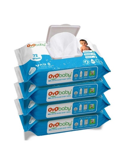Buy Baby Wipes Offers Combo Wet Wipes With Lid Water Wipes For Newborn Babies Pack Of 4 (288 Wipes) in Saudi Arabia