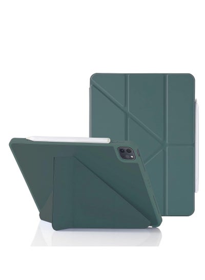 Buy Case for iPad Pro 11 Inch 2021/2020/2018 with Pencil Holder, 5-in-1 Multiple Viewing Angles, Smooth Silicone Cover Soft TPU Back, Auto Sleep/Wake & Pencil 2 Charging Smart Folio(MidnightGreen) in Egypt