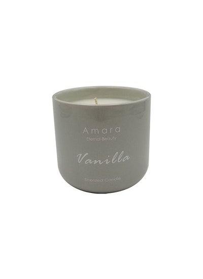 Buy AW23 Amara Ceramic Candle Vanilla Aromatherapy Ceramic With Wax Candles For Living Room Bed Room Kitchen Bathroom Home Decoration Gift L 9 x W 8.5 cm White in UAE