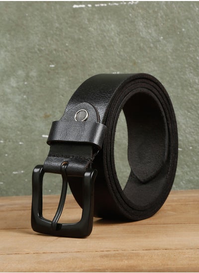 Buy Real Genuine Leather Black Casual Belt for Men in UAE