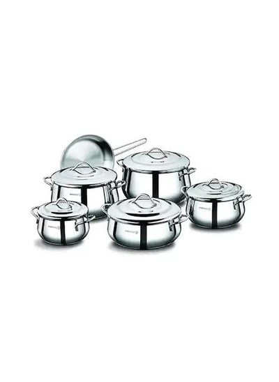 Buy Korkmaz Gala Stainless Steel Cookware Set of 11 Pieces, Silver A1088 A1088 in Egypt