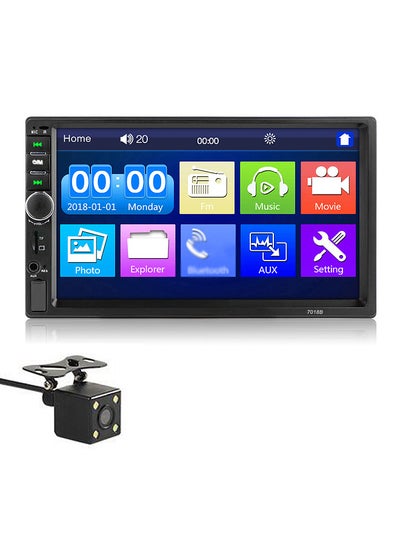 اشتري 7-inch Double Din Car Stereo Receiver 2 Din Car Radio Autoradio Touchscreen BT MP5 Player with Reversing Camera Remote Control في السعودية