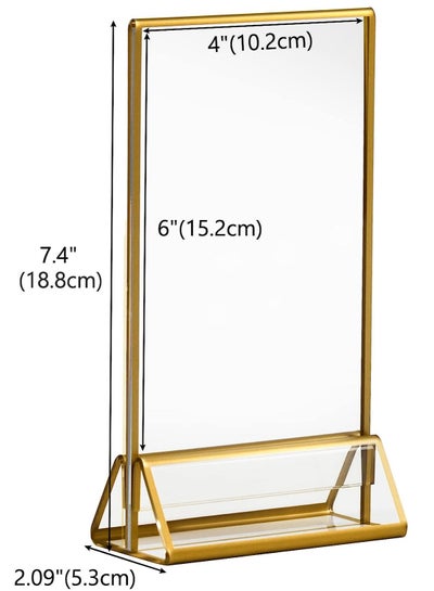 Buy Acrylic Gold Sign Holder, 5x7Gold Acrylic Picture Frames Clear Double Sided Menu Holder for Wedding Table Number 6 Pack in Saudi Arabia