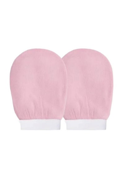 Buy Korean loofah for cleaning the skin and exfoliating the skin, viscose shower glove for making Moroccan bath at home, pink color-2pcs in Saudi Arabia