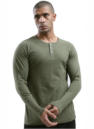 Buy Khaki Buttoned Summer Henley Shirt in Egypt