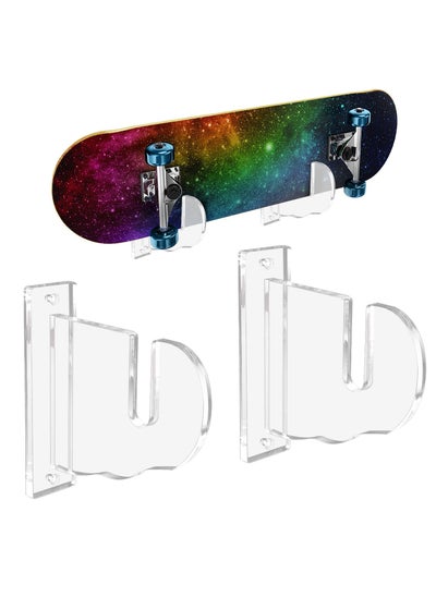 اشتري SYOSI 2 Pcs Skateboard Display Racks, Wall Mount Skateboard Hanger, Acrylic Skateboard Holder for Skateboard/Snowboard, Skateboard Display Stand for Display and Storage (Transparent) في الامارات