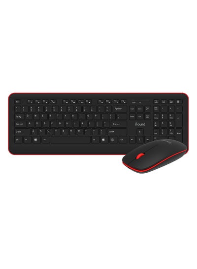 Buy 2.4G Wireless Keyboard and Mouse,USB Compact Full Size Keyboard Mouse Combo for Windows,Computer, Desktop,PC,Notebook Black Red in Saudi Arabia