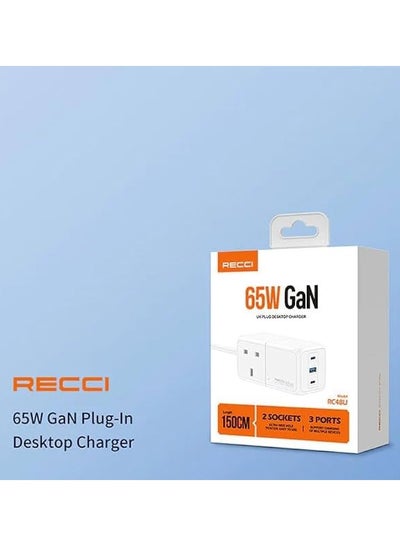 Buy Recci 65W GaN Plug-In Desktop Charger 150cm in Egypt