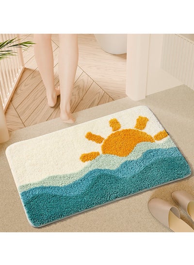 اشتري Bathroom Rugs Bath Mat 40x60cm Non-Slip Fluffy Soft Plush Microfiber Shower Carpet Rug, Machine Washable Quick Dry Ultra  Bath Mats for Tub Bathroom and Shower Sun Ocean. في الامارات