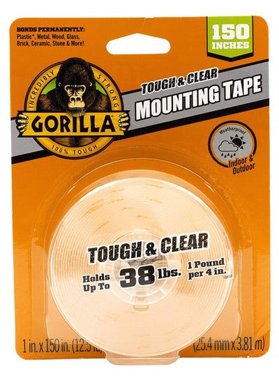 Buy Gorilla Tough & Clear Double Sided Adhesive Mounting Tape, Extra Large, 1" x 150", Clear, (Pack of 1) in UAE
