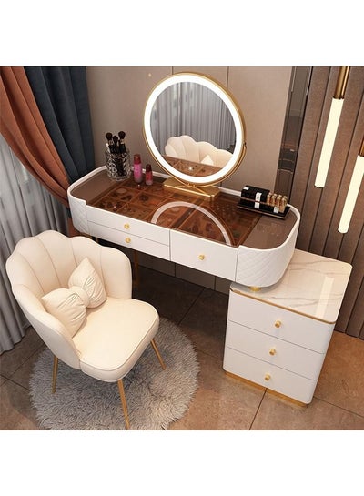 Buy Makeup Dressing Table LED Mirror And Storage Cabinet in UAE