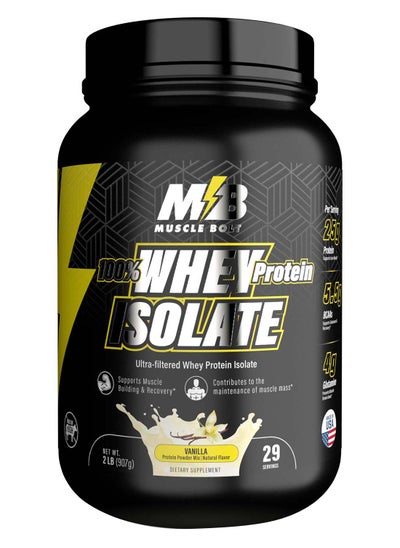 Buy 100% Whey Protein Isolate Protein Powder Mix With BCAAs And Glutamine, Vanilla Flavor 2lb in UAE