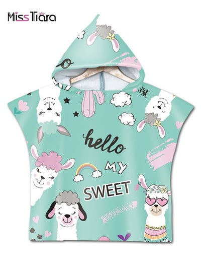 Buy Children Hooded Beach Towel Bathrobe Poncho, Kids Girl Boy Cartoon Animal Hooded Changing Towel Blanket Beach Bath Robe for Baby Shower Bathing Swimming Pool (60x60cm) in UAE