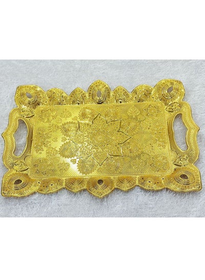 Buy Turkish serving tray, size 30 x 40 cm, gold color in Egypt