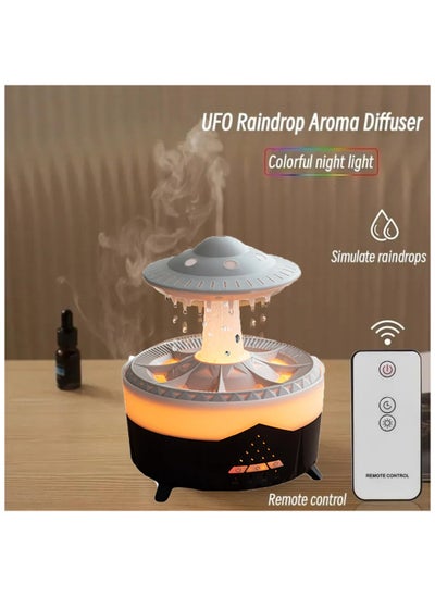 Buy 3 in 1 Rain Cloud Humidifier Oil Diffuser Water drip Aroma Essential Diffuser 350ml Night Light Water Drop Sound for Sleeping Relaxing(Black) in Saudi Arabia