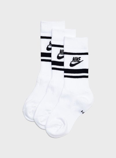 Buy 3 Pack Essential Crew Stripe Socks in UAE