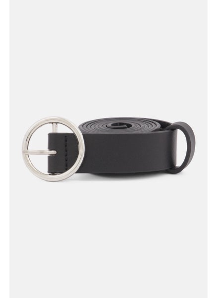 Buy Women Plain Leather Belt, Black in Saudi Arabia