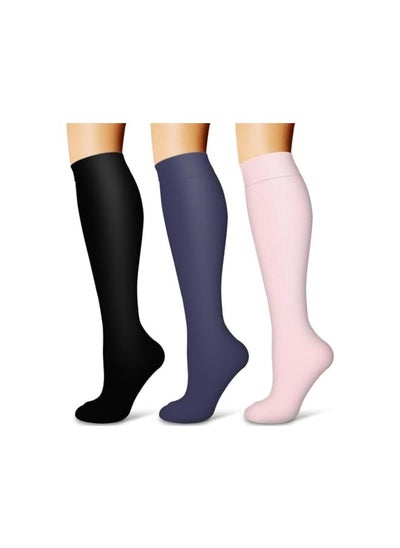 Buy 3 Pack Compression Socks, Best Travel, Running & Fitness Socks, for Women Men, Multicolor in UAE