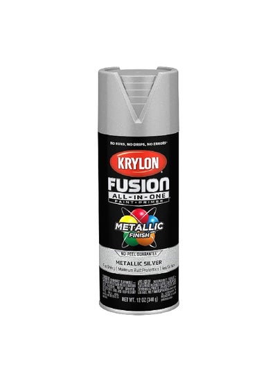 Buy Rust Resistant Fusion All-in-One Spray Paint and Primer Metallic Silver 12oz K02773007 in Saudi Arabia