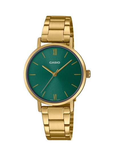 Buy Casio Water Resistant Analog Quartz Gold Stainless Steel Green Dial - LTP-VT02G-3AUDF - 30mm in UAE