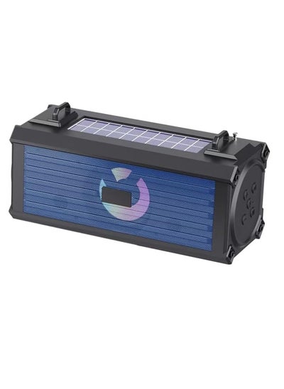 Buy Portable FM Radio with Emergency Flashlight, SOS, Bluetooth Player, HiFi Sound, Colorful Glare Light, Solar & USB Charging - Multi-Scene Use (Blue) in UAE